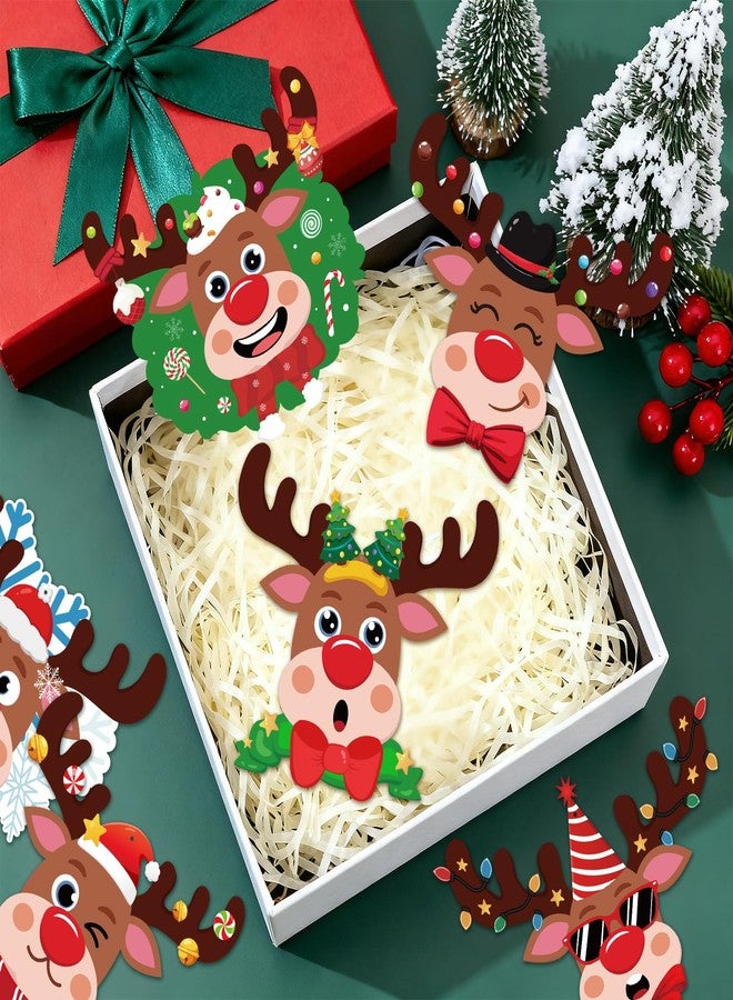 Sealmic 60 Pcs Christmas Reindeer Crafts for Kids Make Your Own Christmas Tree Ornaments Decoration Xmas Arts Making Craft with Stickers DIY Paper Holiday Cutouts Winter Party Home Classroom Game Activities - Image 5